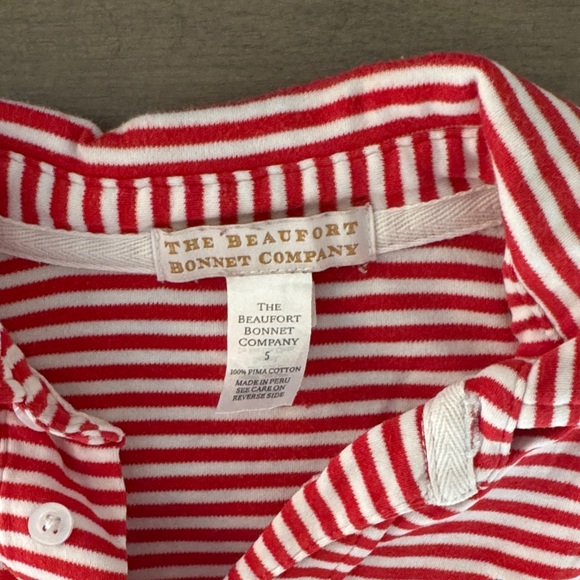 The Beaufort Bonnet Company Red and White Striped Polo size 5 - Picture 2 of 2